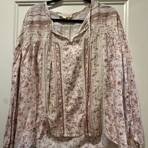 lovestitch Blush Pink Floral Boho Peasant Tunic